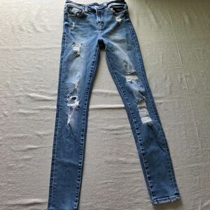 Bridge by GLY Jeans Women 27 Blue Denim High Rise Skinny Stretch Distressed